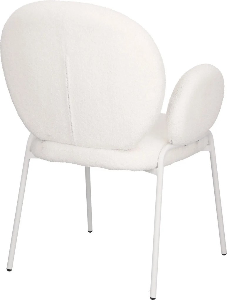 Krzesło do jadalni z podłokietnikami Bianco Arm, tkanina boucle