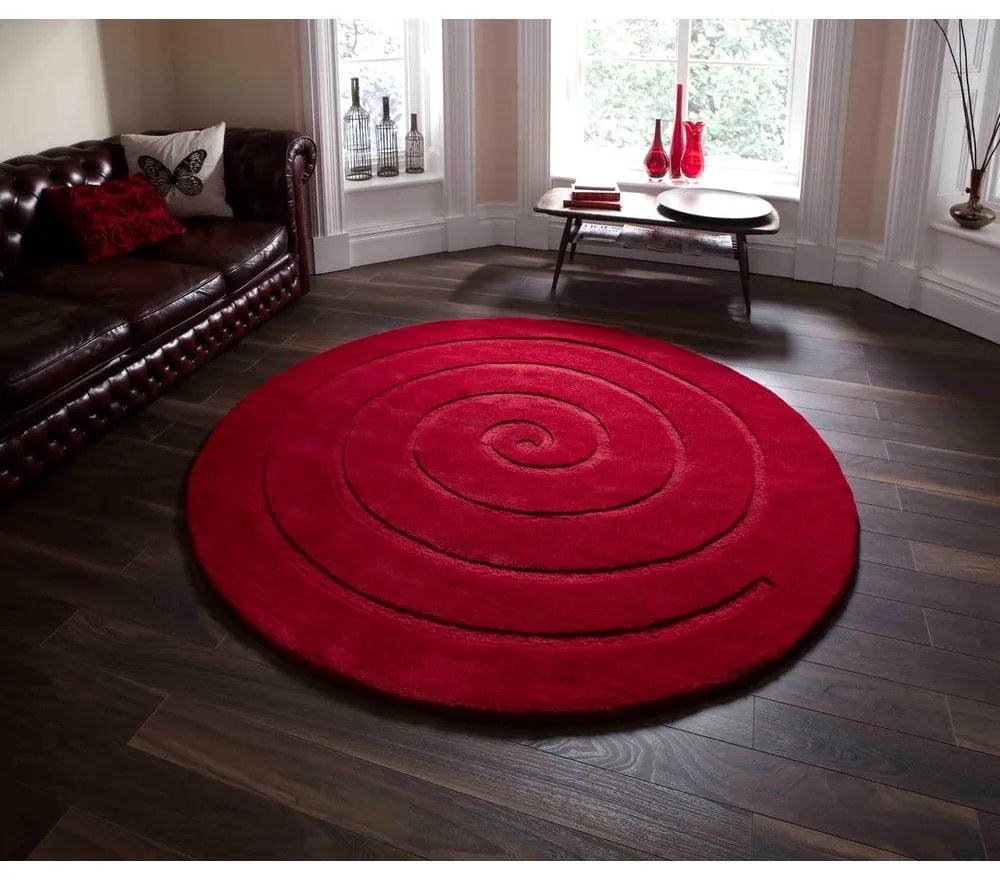Czerwony wełniany dywan Think Rugs Spiral, ⌀ 140 cm
