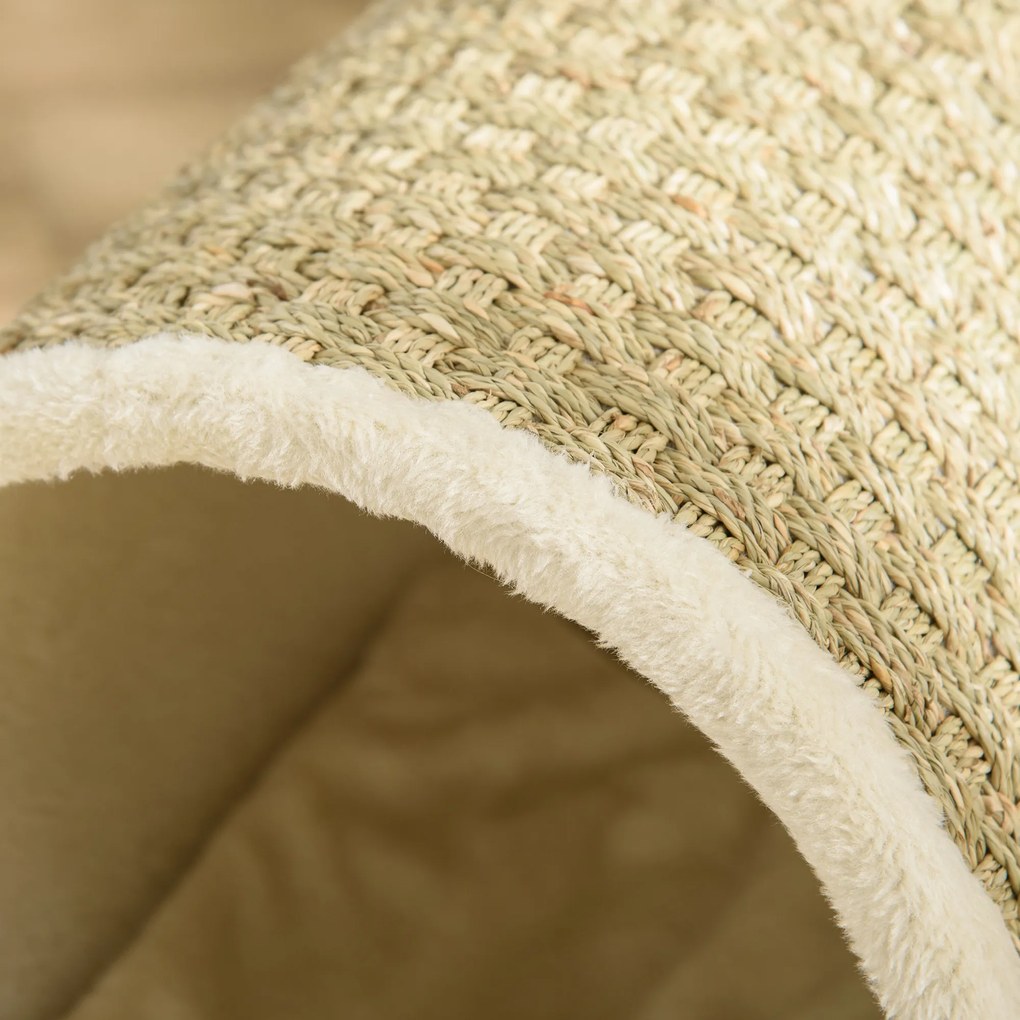 PawHut kot jaskinia łóżko dla kota z półką kot dom kot chata kryty khaki