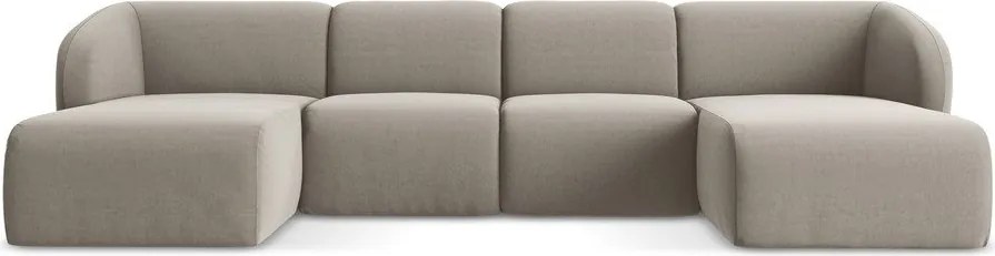 Jasnobrązowy aksamitny narożnik (w kształcie litery U) Lani – Makamii