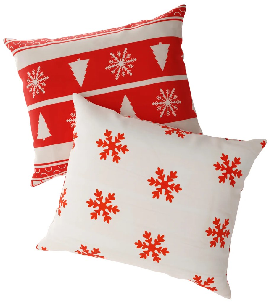 Zestaw 2 poszewek na poduszkę ŚWIĄTECZNY RENIFER I CHOINKA 40x50 cm