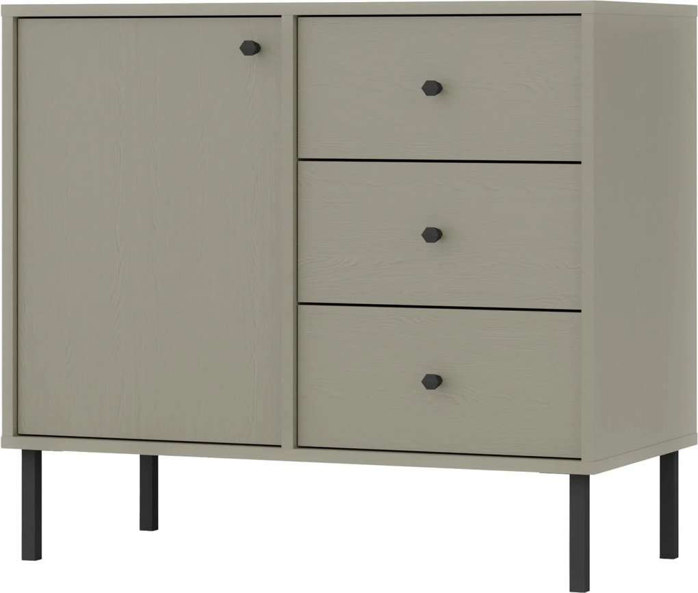 Komoda TORINO - Zielony / Wysokość 74 cm / 84 cm / 3 szuflady
