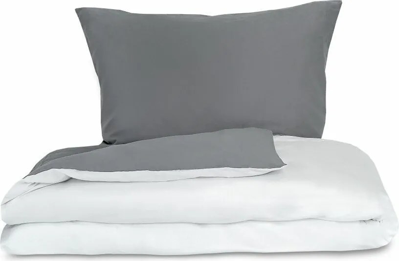 Kvalitex Pościel satynowa Luxury Collection biały/ciemnoszary, 140 x 220 cm, 70 x 90 cm