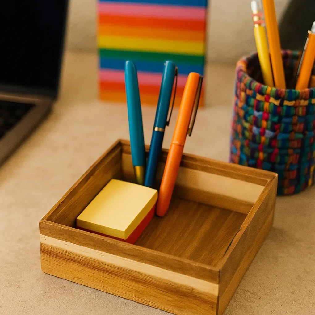 Drewniany organizer na biurko HEDO do szuflady, 15 x 15 x 5 cm