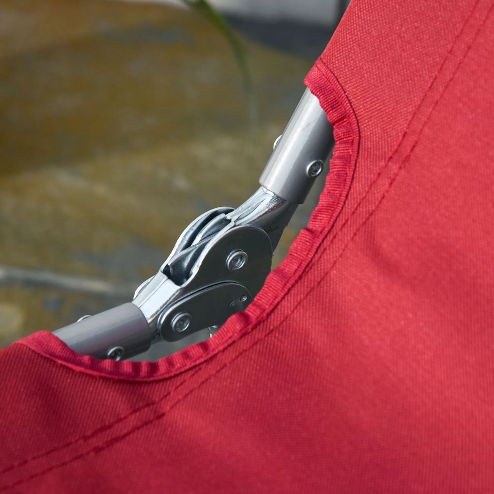 Outsunny Leżak Słoneczny, Składany, Regulowane Oparcie, Rama z Nierdzewnej Stali, 180 x 55 x 24, Bordowy