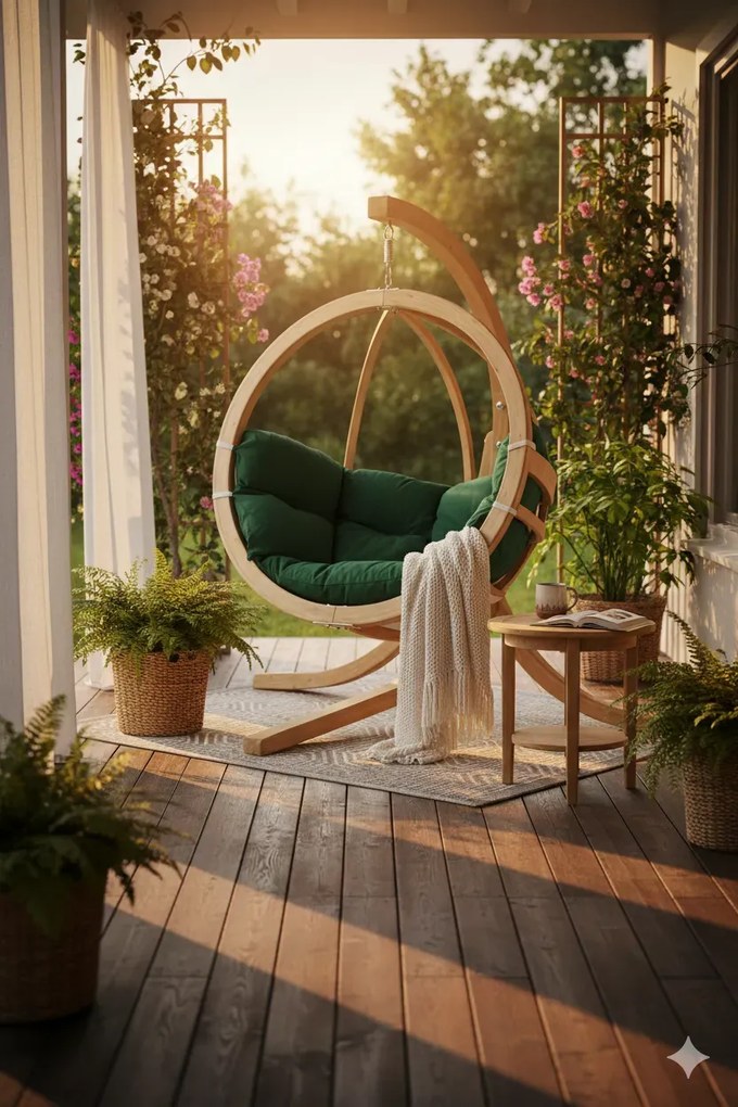 Zielony fotel wiszący jajo C5-K63