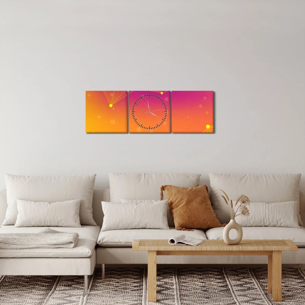 Kolorowy abstrakcyjny obraz (z zegarem) (90x30 cm)