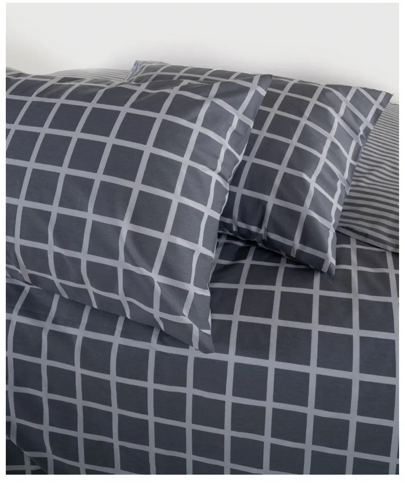 Szara pościel jednoosobowa z bawełny renforcé 140x200 cm Linear Calm Geometric – Mila Home Luxury