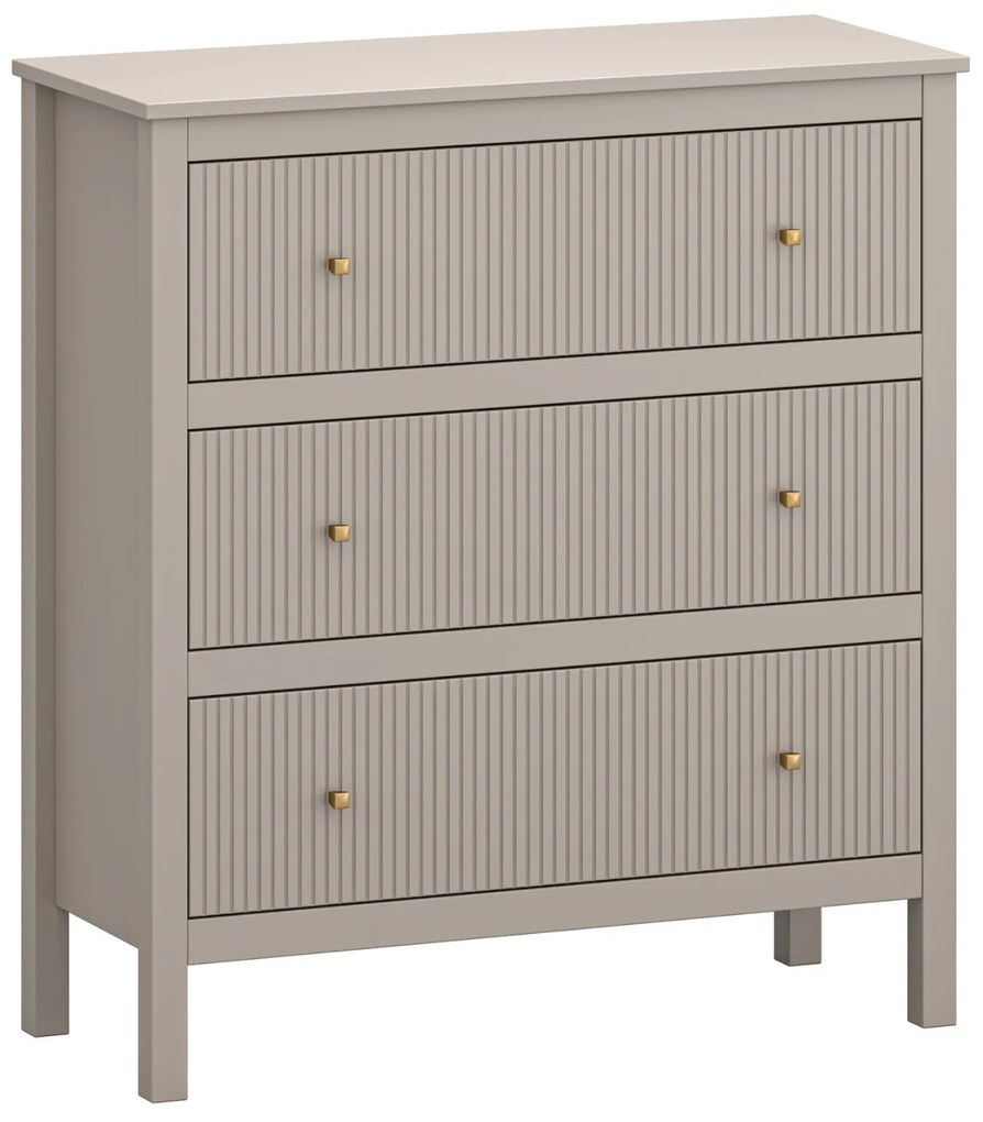 Komoda z Szufladami SELVIO 90 cm Taupe Ryflowana Nowoczesna