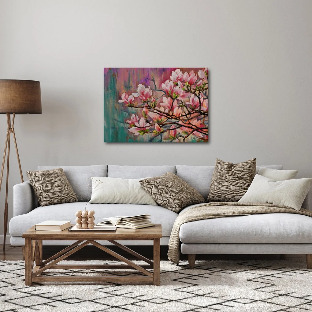 Obraz - Obraz olejny, Kwitnąca sakura (70x50 cm)