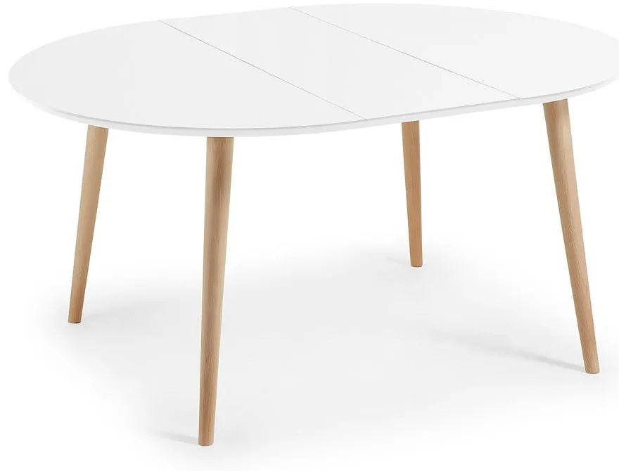 Biały rozkładany stół z białym blatem ø 120 cm Oqui – Kave Home
