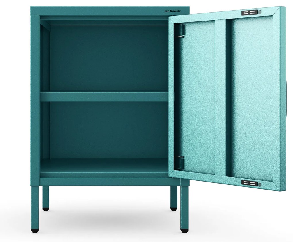Szafka nocna metalowa na nóżkach morska, 424x595x400 mm: MIA Modern