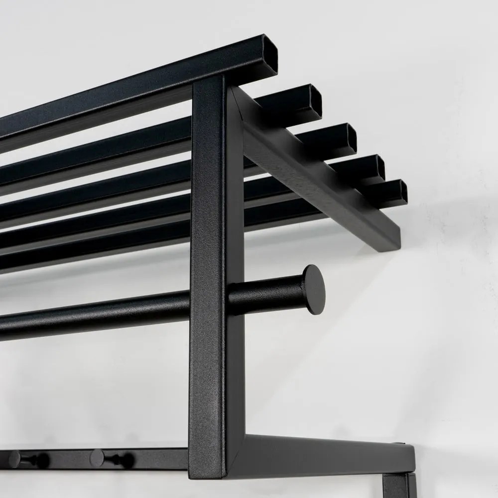 Czarny metalowy wieszak ścienny z półką Rizzoli – Spinder Design