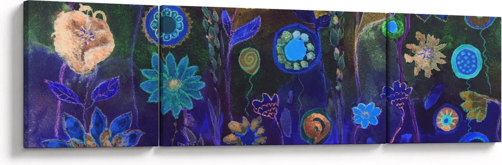 Obraz ciemnoniebieskich kwiatów (170x50 cm)