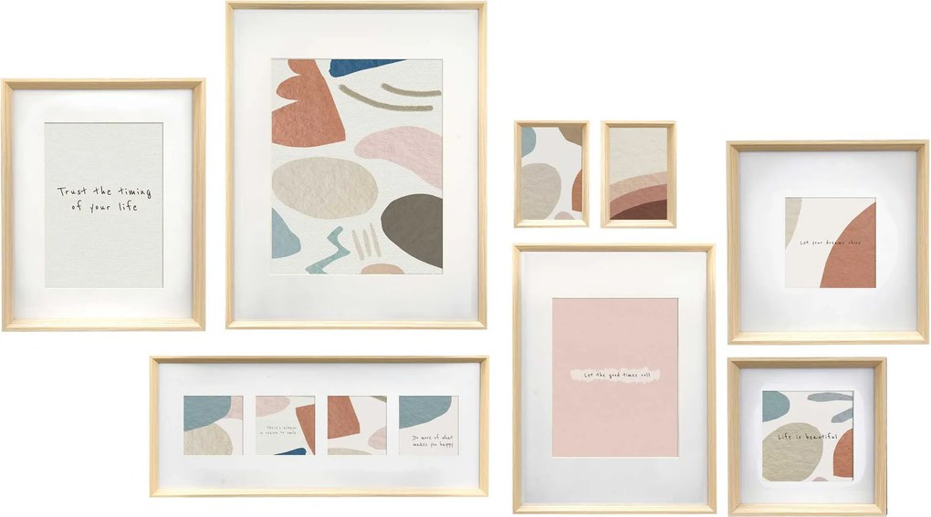 Ramki na zdjęcia na ścianę MURAL, 8 ramek różnej wielkości