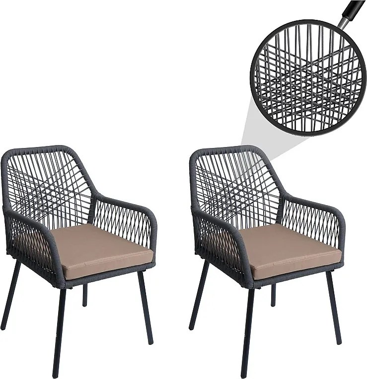 Krzesło ogrodowe MCW-O12 (zestaw 2 sztuk),  antracyt, pokrowiec taupe