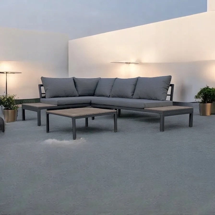 Zestaw mebli ogrodowych narożnik i stolik Tenerife 007, szary