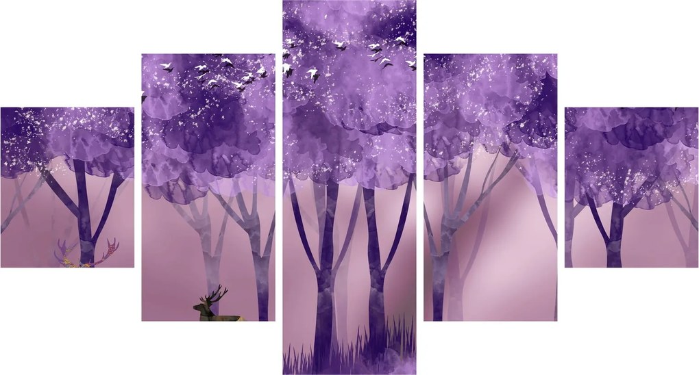 Obraz - Jeleń w magicznym lesie (125x70 cm)