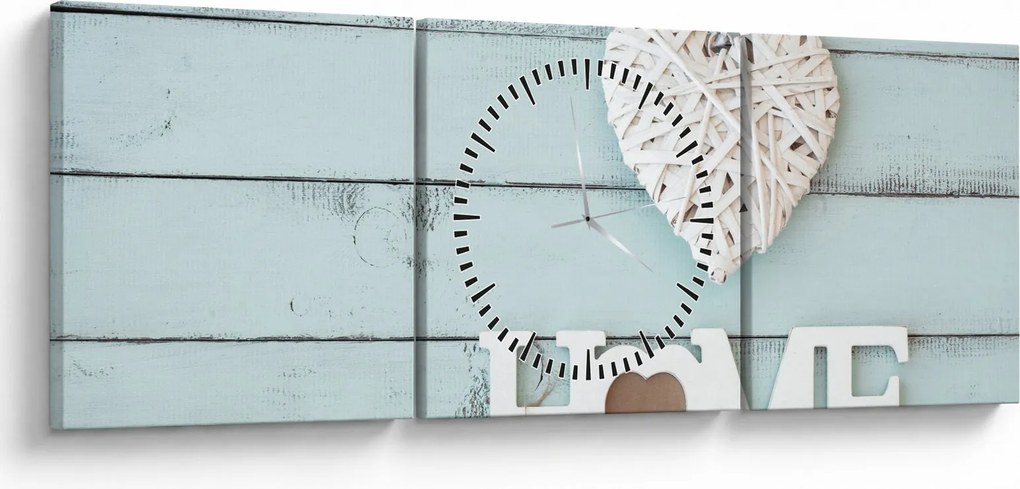 Obraz - I love home (z zegarem) (90x30 cm)