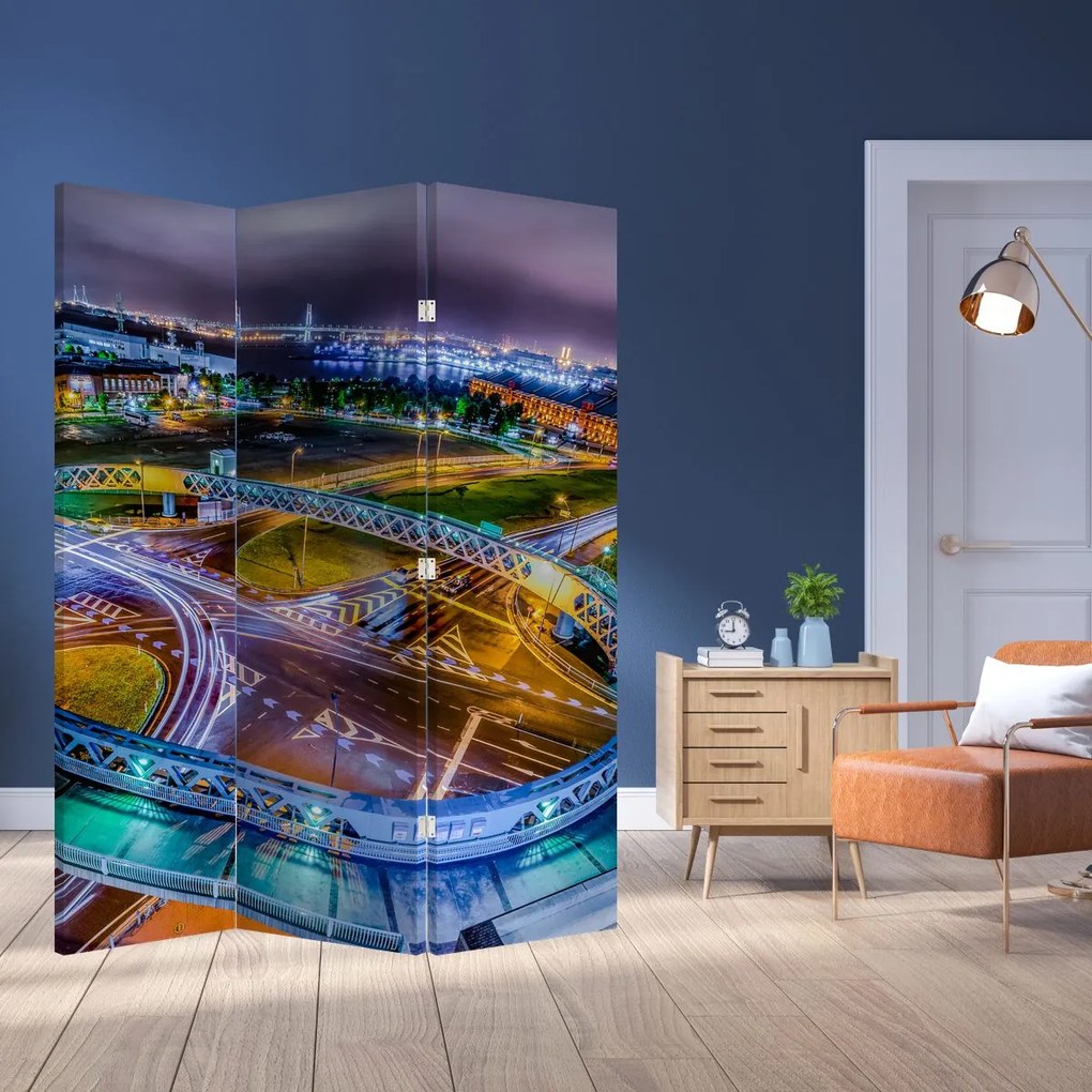 Parawan - Panorama miasta nocą (126x170 cm)