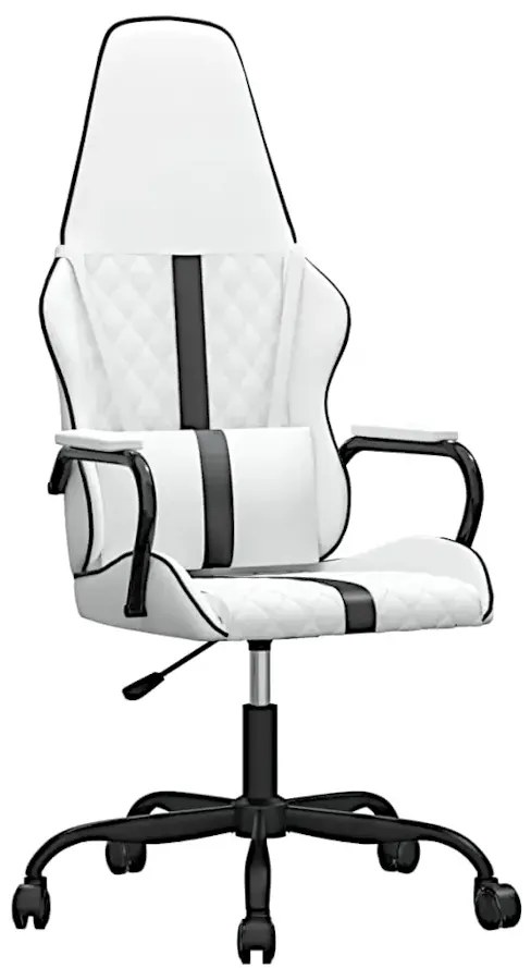 Biało Masujący Czarny Fotel Gamingowy P8-N04