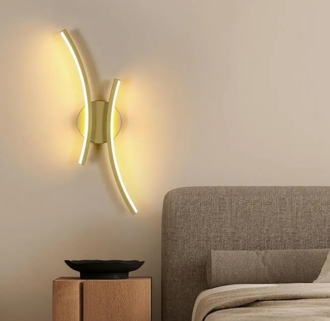 Kinkiet lampa wisząca LED liniowa metalowa AT79-2KL-Gold