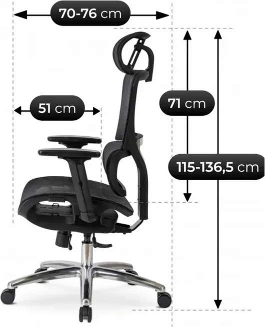 Fotel Biurowy Ergonomiczny Obrotowy ROYAL Czarny Nowoczesny
