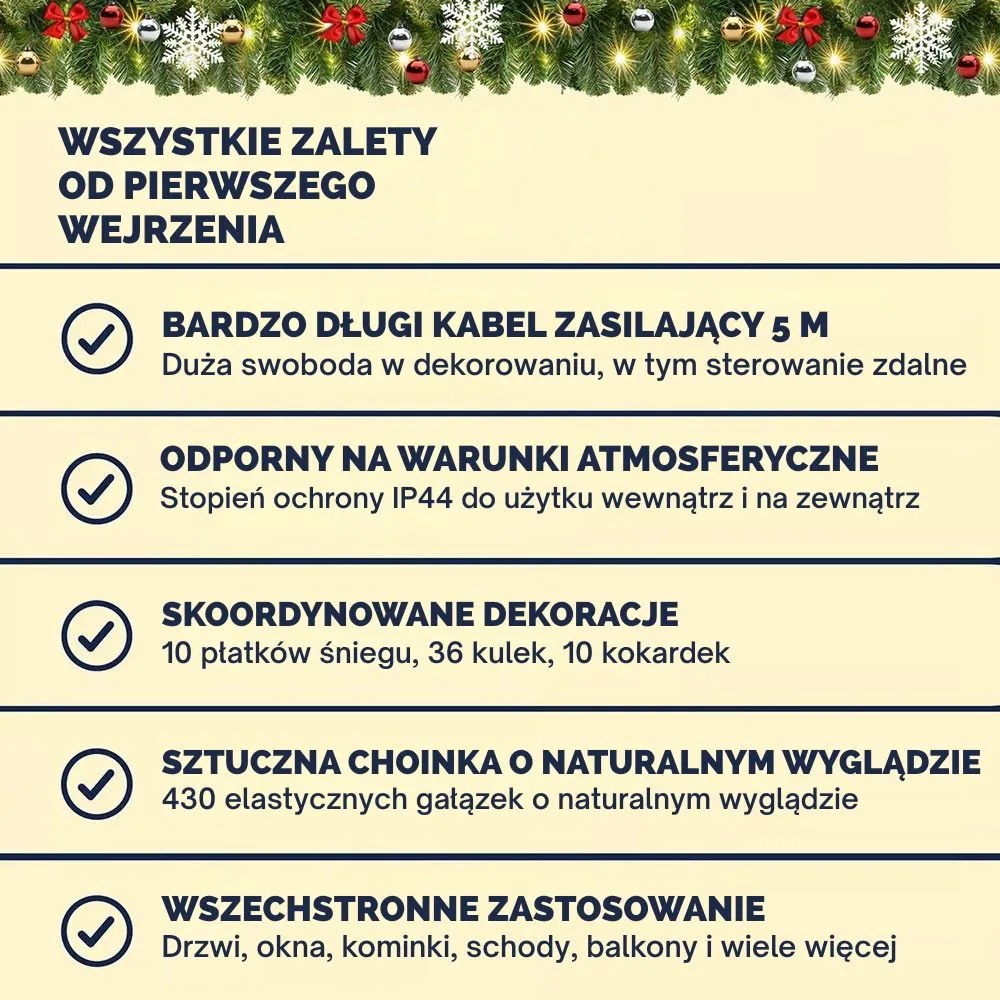 Girlanda świąteczna ANDREA z oświetleniem sterowanym pilotem, dekorowana, 5 m, zielona Casaria