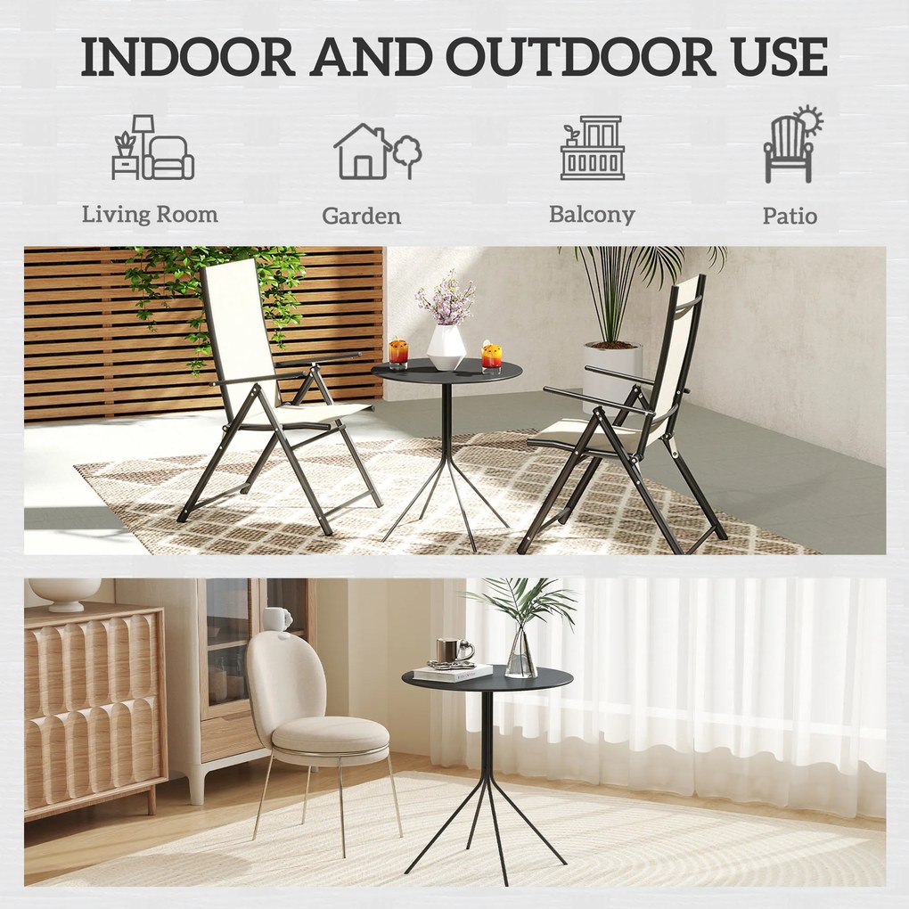 Outsunny Stół ogrodowy Ø60 x 71 cm, Odporny na warunki atmosferyczne balkonowy stół ze stali, Okrągły stolik pomocniczy czarny