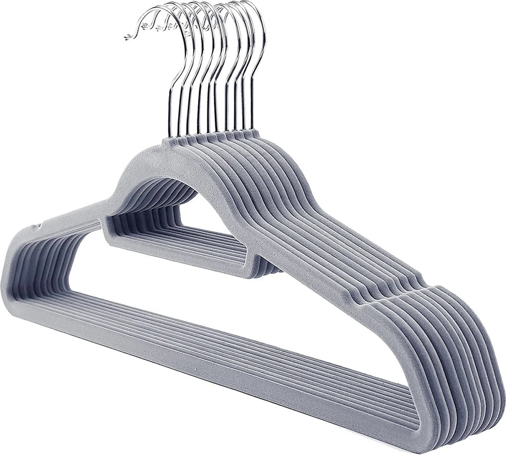 Zestaw wieszaków welurowych MAGIC VELVET 20 szt. szare