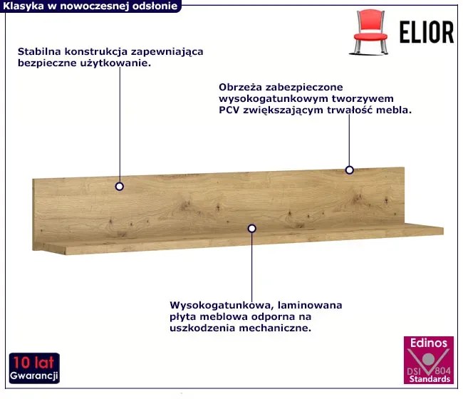 Wisząca Półka Na Książki Dąb Artisan P3-M22