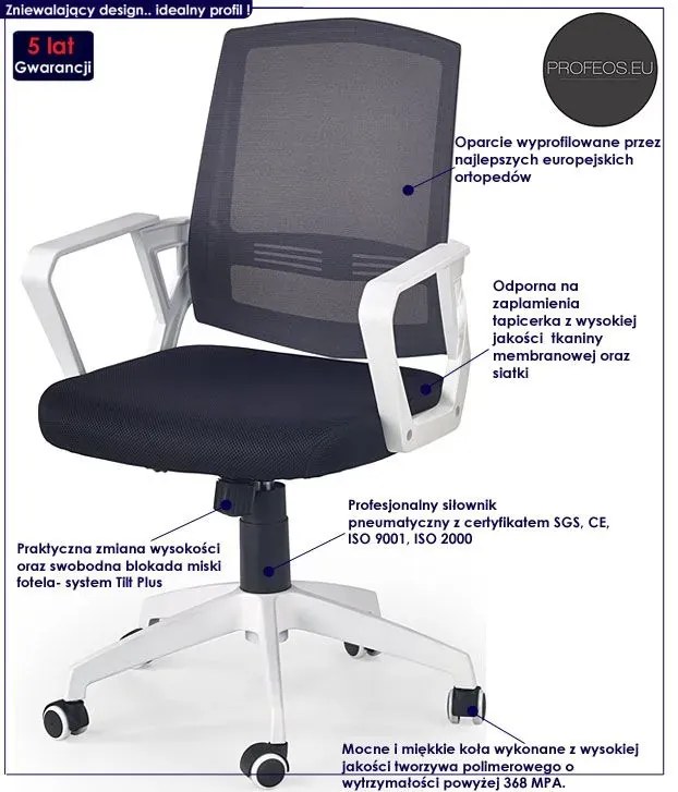 Czarny fotel obrotowy L7-Z50