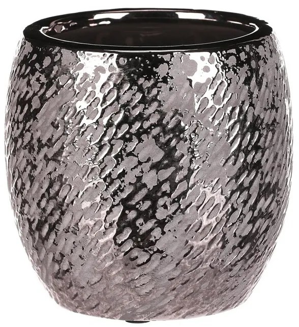 Osłonka ceramiczna na doniczkę Silver śr. 14 cm, srebrny