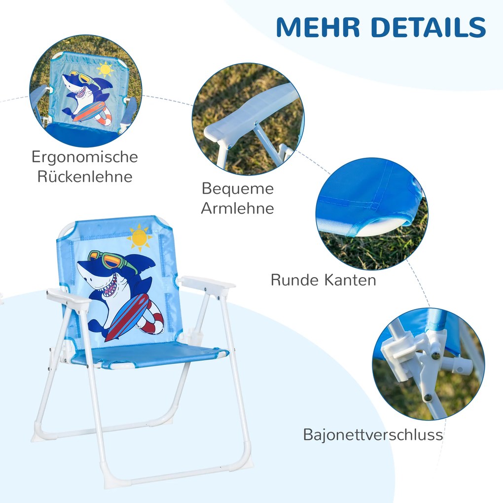 Outsunny Zestaw Mebli Ogrodowych Dla Dzieci Niebieski Stolik z Parasolem 2 Krzesła 36 Lat | Aosom PL