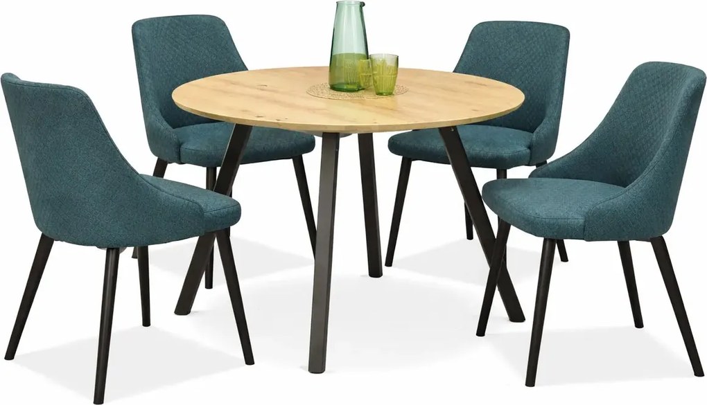 Okrągły rozkładany stół z krzesłami T9-R79