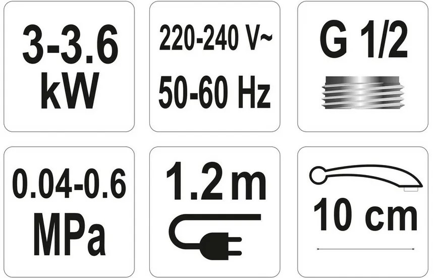 Fala Bateria zlewozmywakowa z elektrycznym podgrzewaczem wody, 10 cm