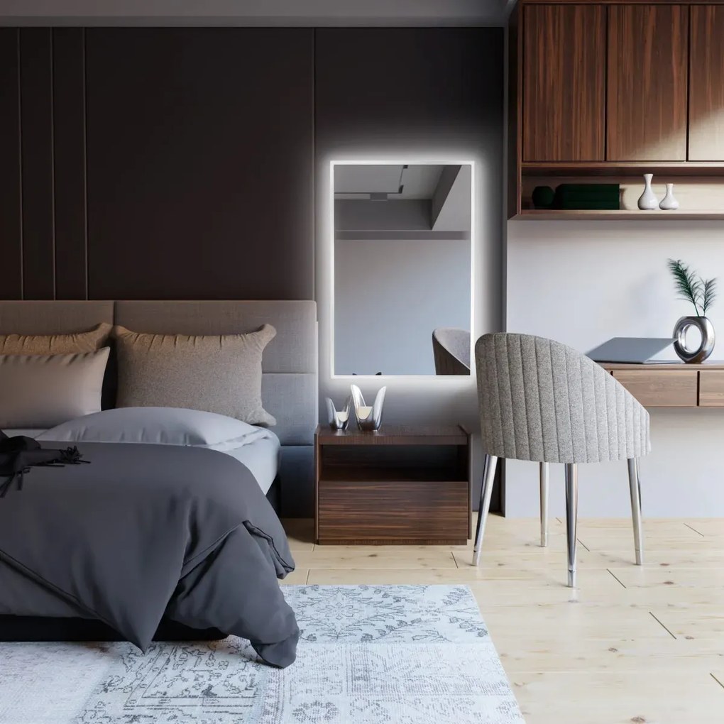 Lustro łazienkowe LUMO 90x60cm białe z oświetleniem LED BALTICA DESIGN