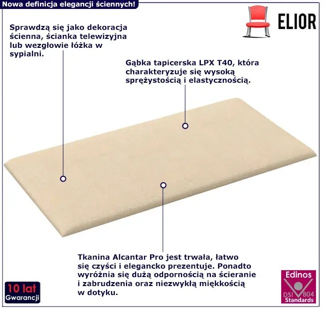 Panele kremowe ścienne tapicerowane D9-W72