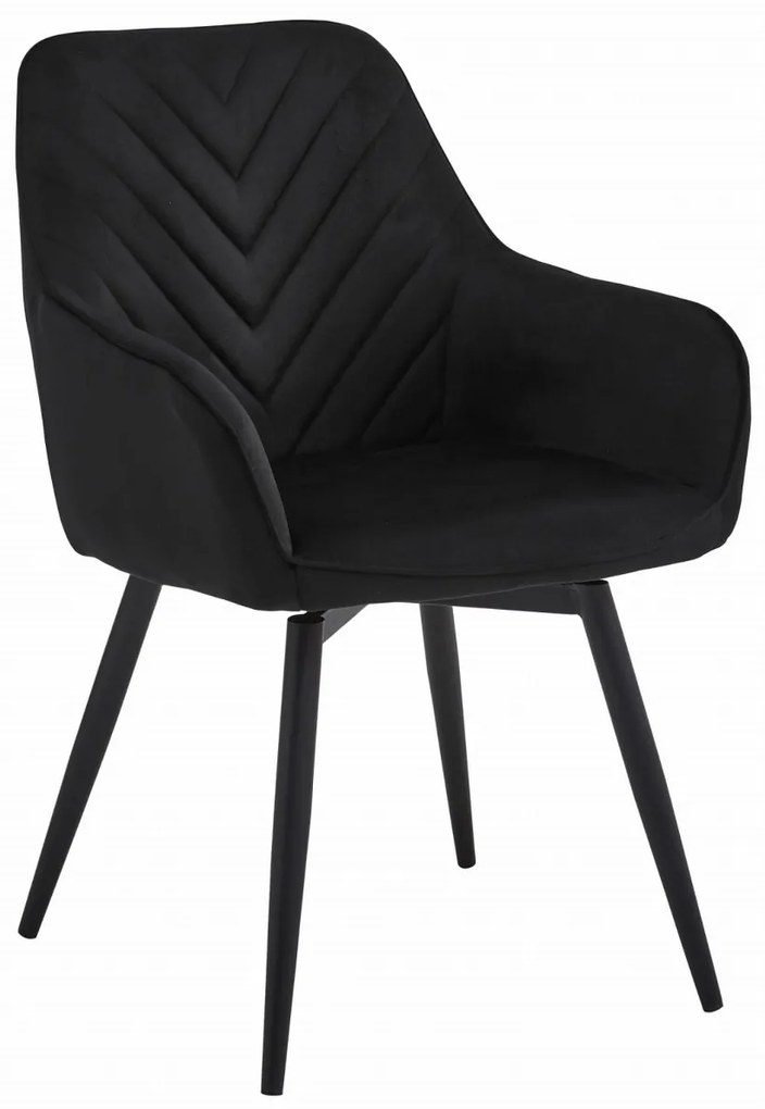 Obrotowy fotel jadalniany NANA360 VELVET, czarny