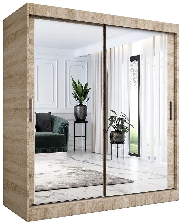 Szafa przesuwna z lustrem dąb sonoma 180 cm - Kukkin 5X