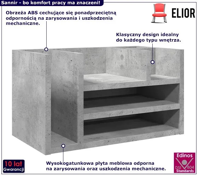 Klasyczny stojący organizer na biurko beton Perio