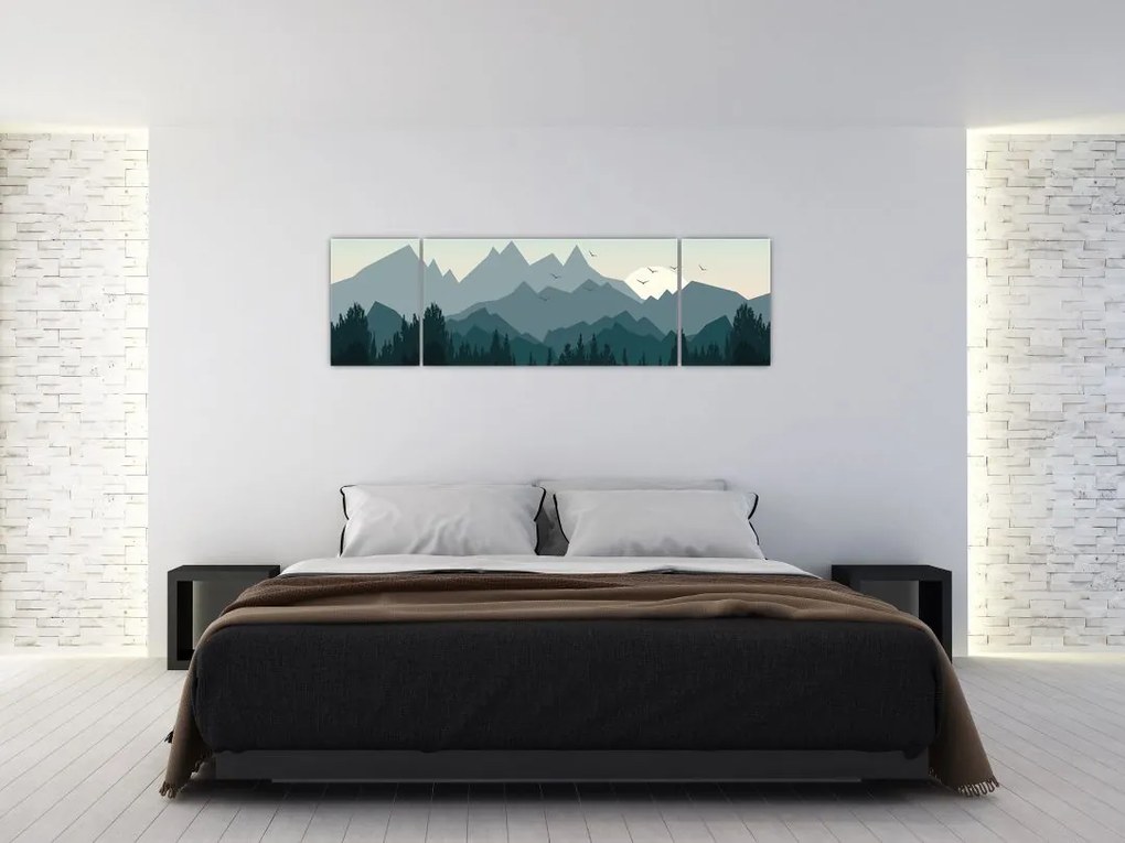 Obraz - Góry oczami grafika (170x50 cm)