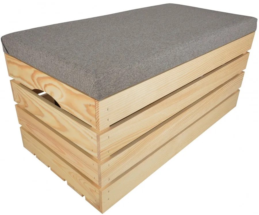 Pufa kufer skrzynia drewniana sosnowa siedzisko 80cm naturalna
