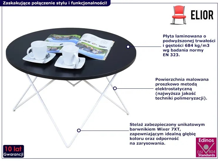 Nowoczesny stolik kawowy z czarnym blatem - Noemi 5X