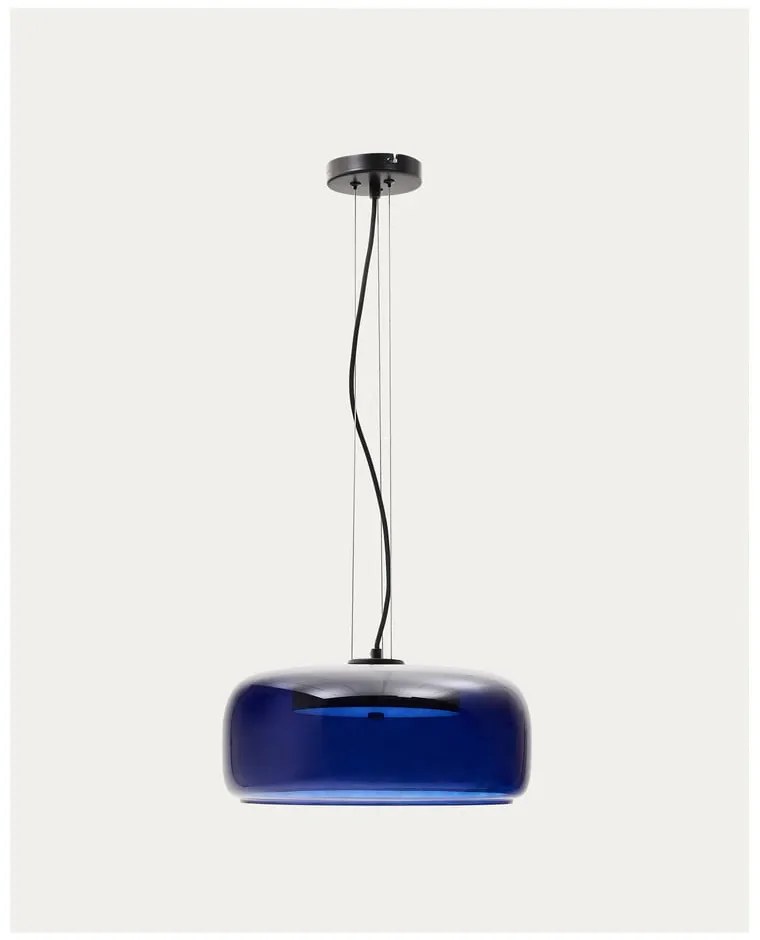 Ciemnoniebieska lampa wisząca LED ze szklanym kloszem ø 38 cm Reig – Kave Home
