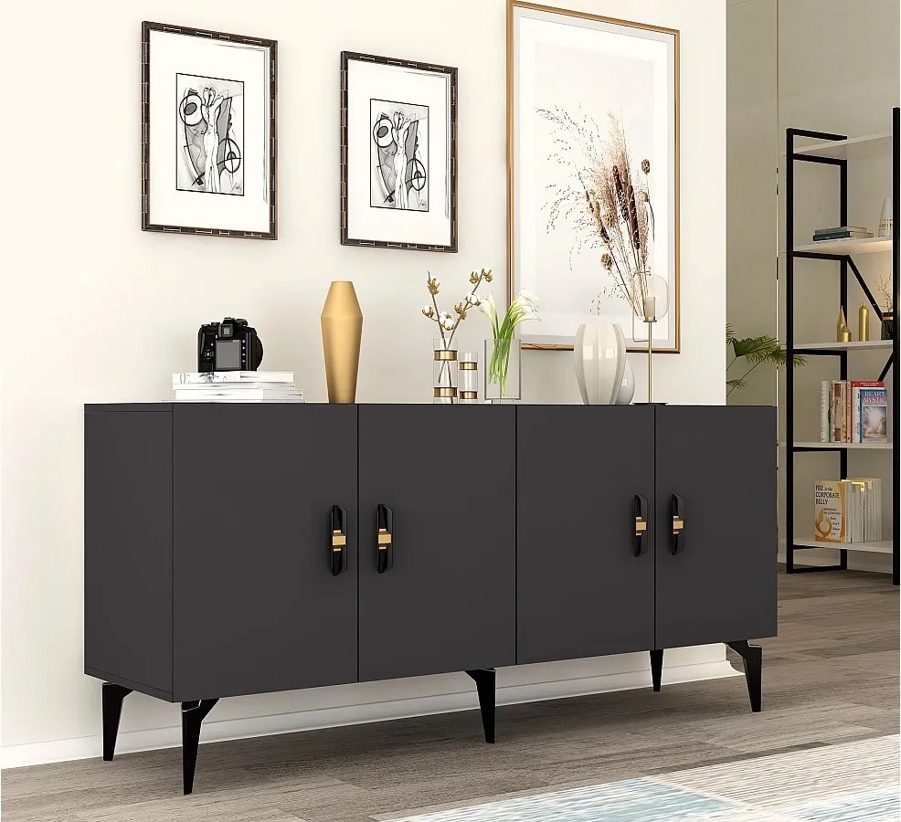 Komoda – 150 cm – Antracyt – Płyta wiórowa pokryta melaminą