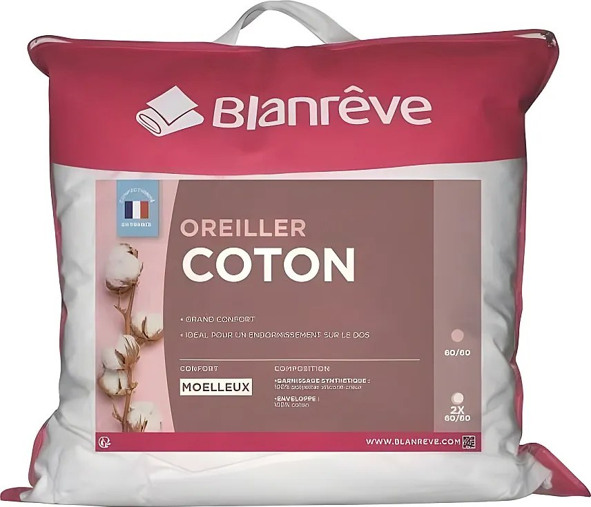 Zestaw 2 Poduszek bawełnianych BLANREVE - Miękki Komfort - 60 x 60 cm Biały