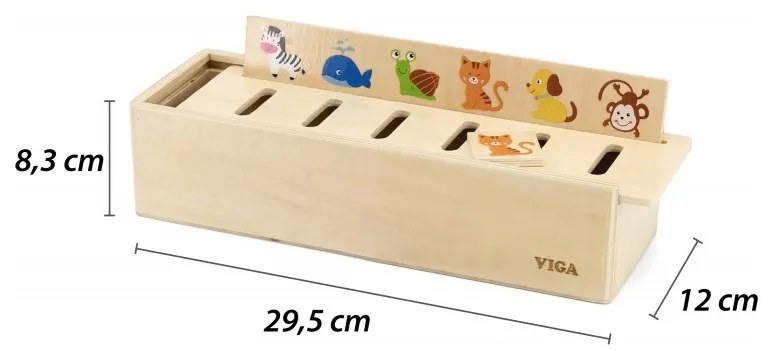 Viga drewniany edukacyjny sorter gra zwierzątka owoce warzywa montessori