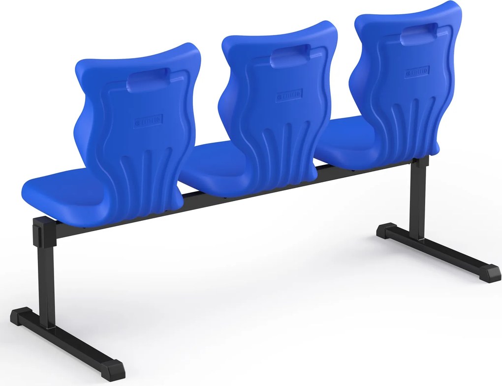 Zestaw siedziskowy - ławka korytarzowa szkolna Bench 3-osobowa, rozmiar 4-6, podstawa czarna