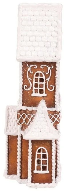 Ozdoby świąteczne Piernikowy kościółek, żywica poliestrowa, LED, brązowy